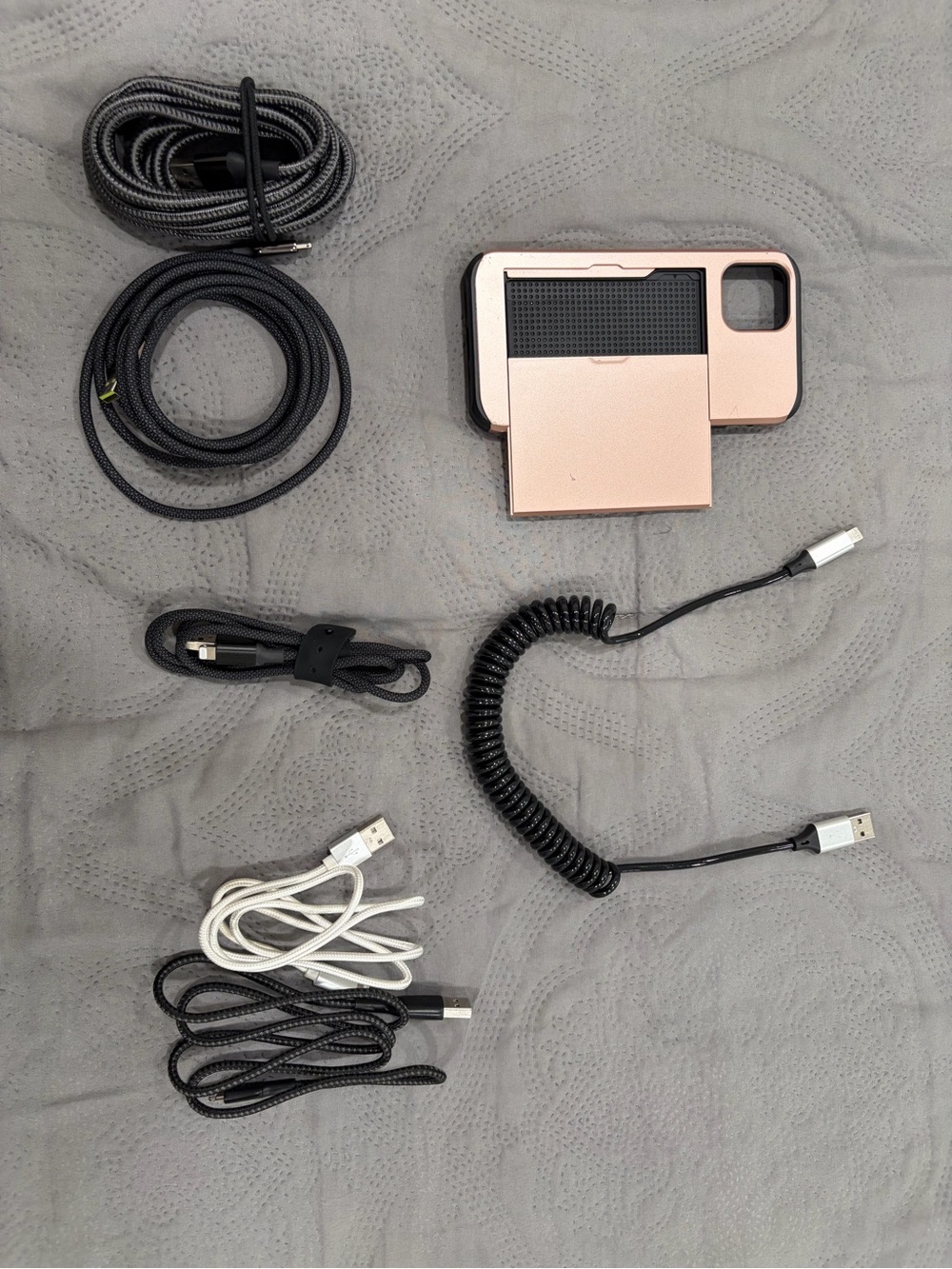 Rose Gold iPhone 12 Case & Charging Cable bundle USB-A to lightning